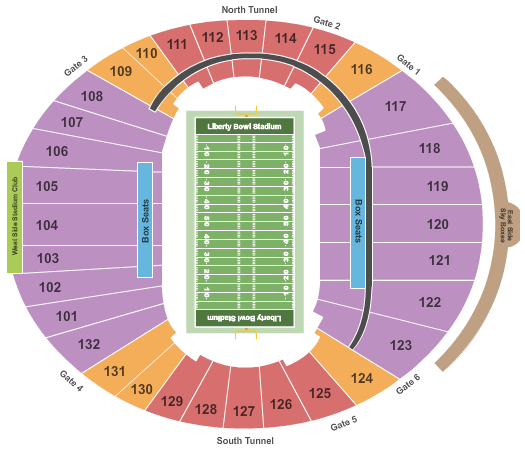 Liberty Bowl Memorial Stadium Liberty Bowl Seating Chart